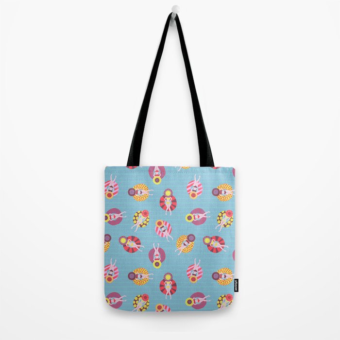 Floating in the Pool Pattern. Women on colorful floaties. Tote Bag Gallery Image 2