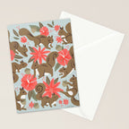 Squirrels & Blooms - Russet & Coral Stationery Card Gallery Image 2