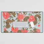 Squirrels & Blooms - Russet & Coral Desk Mat Gallery Image 1