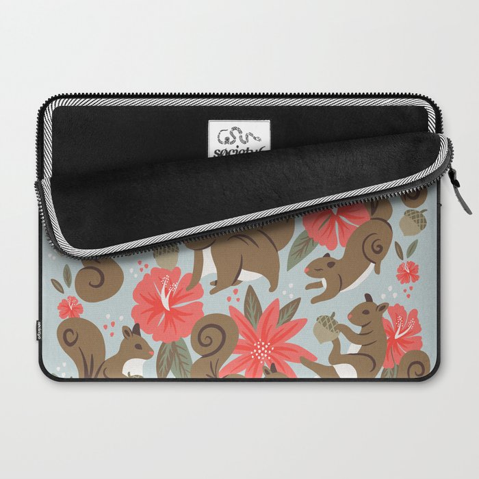 Squirrels & Blooms - Russet & Coral Laptop Sleeve Gallery Image 2