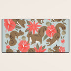 Squirrels & Blooms - Russet & Coral Desk Mat Gallery Image 3