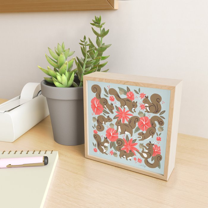 Squirrels & Blooms - Russet & Coral Mini Art Print Gallery Image 2