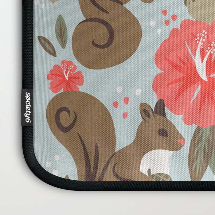 Squirrels & Blooms - Russet & Coral Laptop Sleeve Gallery Image 3