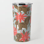 Squirrels & Blooms - Russet & Coral Travel Mug Gallery Image 1