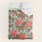 Squirrels & Blooms - Russet & Coral Duvet Cover Gallery Image 6
