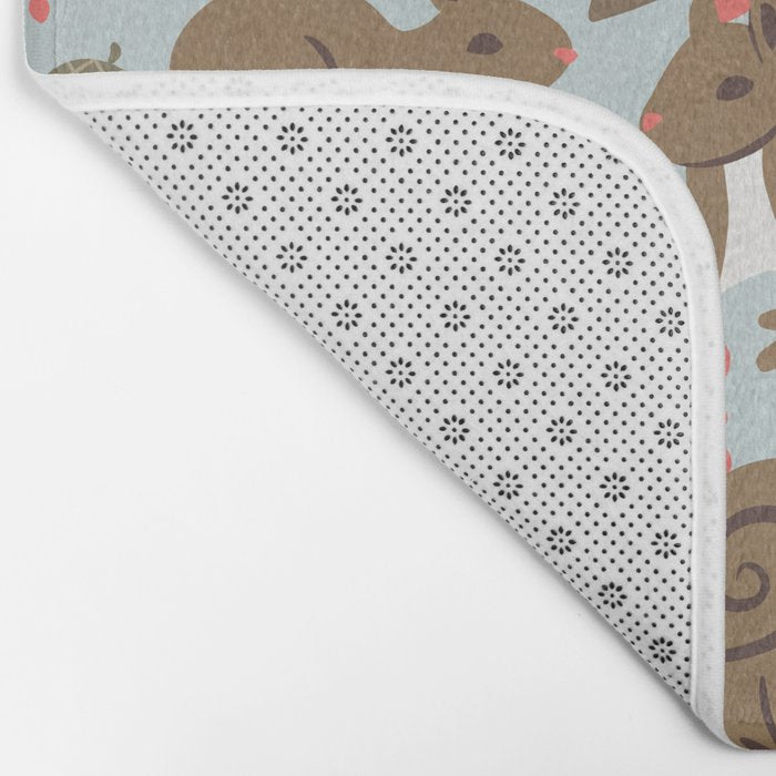 Squirrels & Blooms - Russet & Coral Bath Mat Gallery Image 2