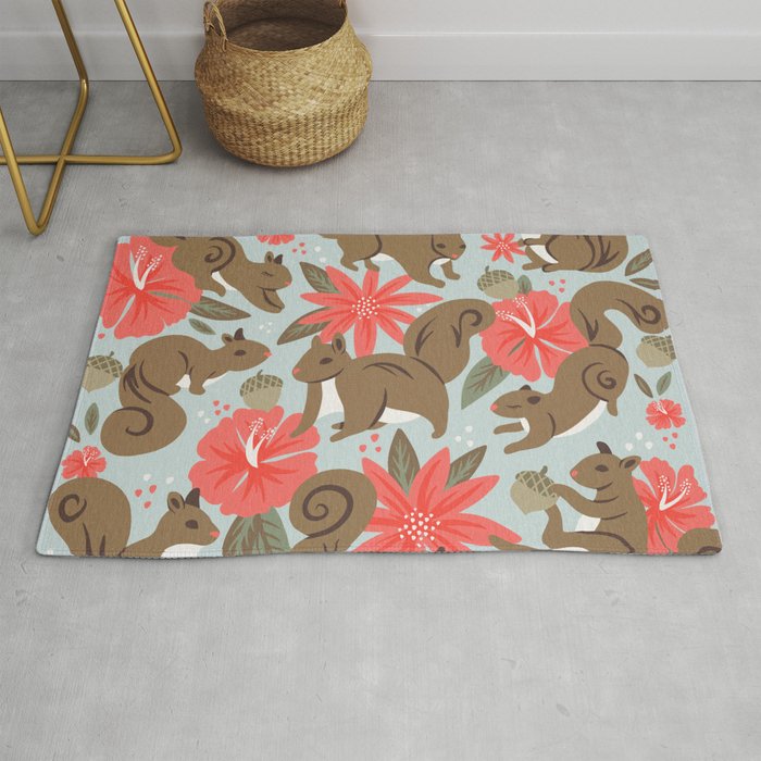 Squirrels & Blooms - Russet & Coral Rug Gallery Image 1