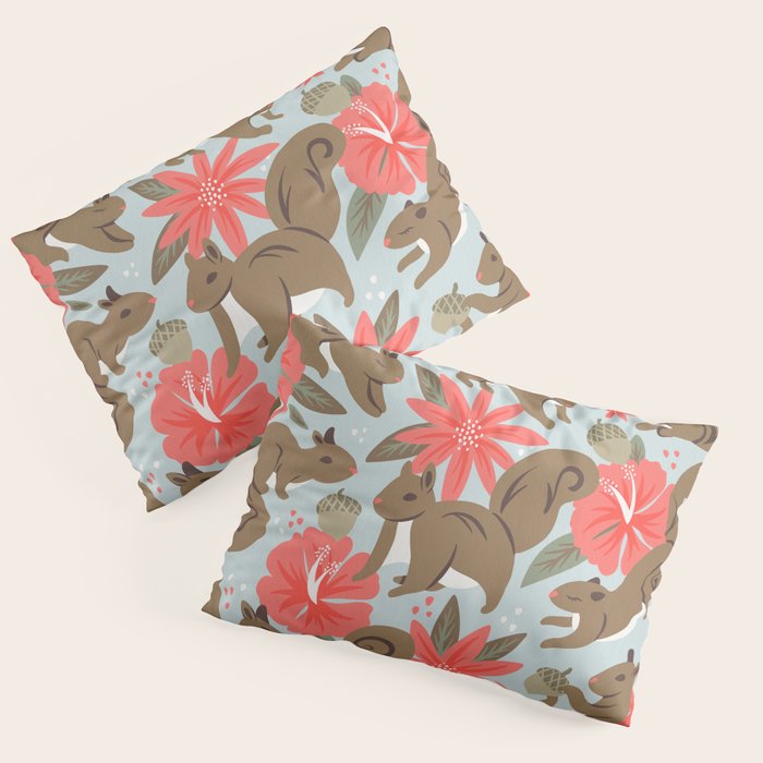 Squirrels & Blooms - Russet & Coral Pillow Sham Gallery Image 3