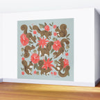 Squirrels & Blooms - Russet & Coral Wall Mural Gallery Image 2