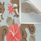 Squirrels & Blooms - Russet & Coral Wall Tapestry Gallery Image 3
