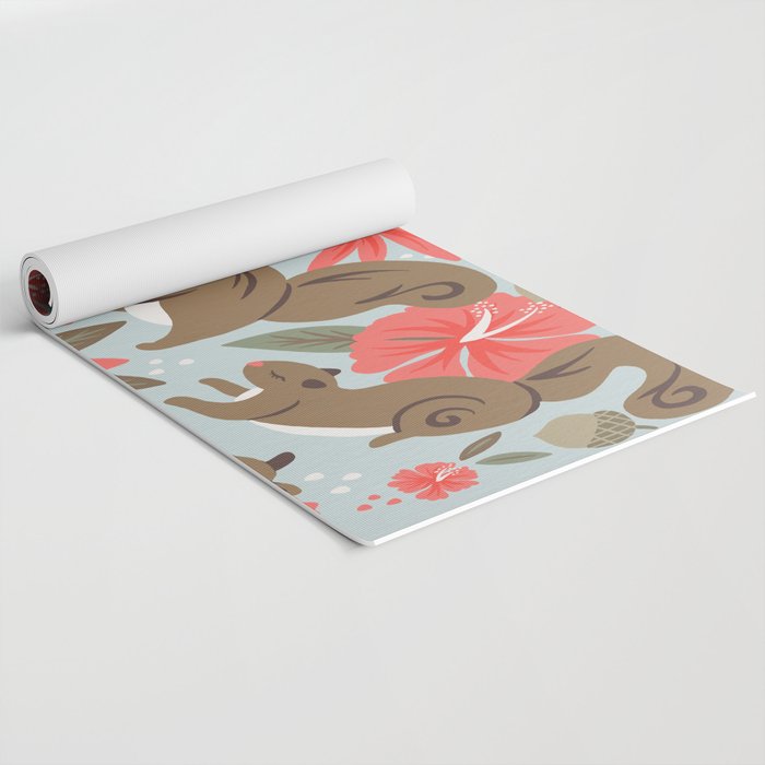 Squirrels & Blooms - Russet & Coral Yoga Mat Gallery Image 2