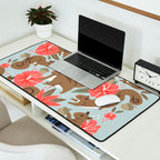 Squirrels & Blooms - Russet & Coral Desk Mat Gallery Image 2
