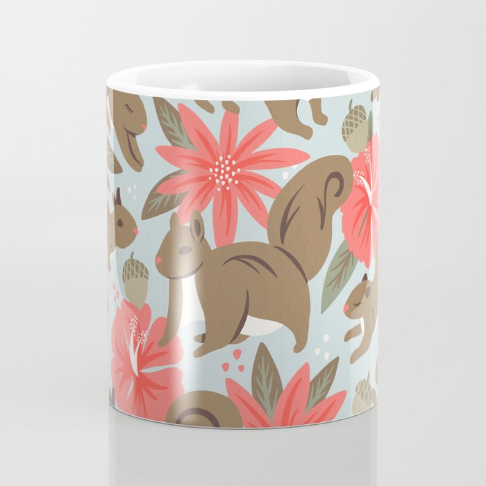 Squirrels & Blooms - Russet & Coral Coffee Mug Gallery Image 4