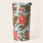 Squirrels & Blooms - Russet & Coral Travel Mug Gallery Image 2