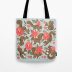 Squirrels & Blooms - Russet & Coral Tote Bag Gallery Image 1