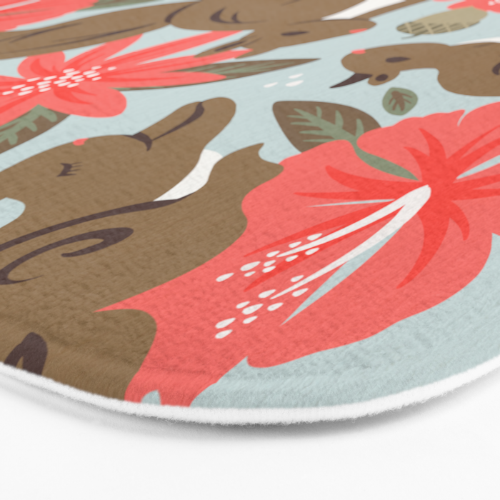 Squirrels & Blooms - Russet & Coral Bath Mat Gallery Image 3