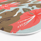 Squirrels & Blooms - Russet & Coral Bath Mat Gallery Image 3