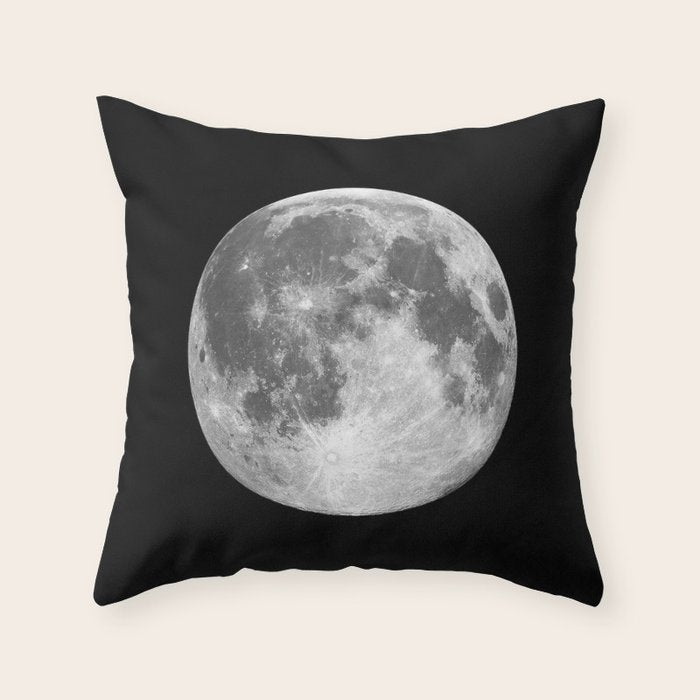 Full Moon print black-white photograph new lunar eclipse poster bedroom home wall decor Throw Pillow Gallery Image 1