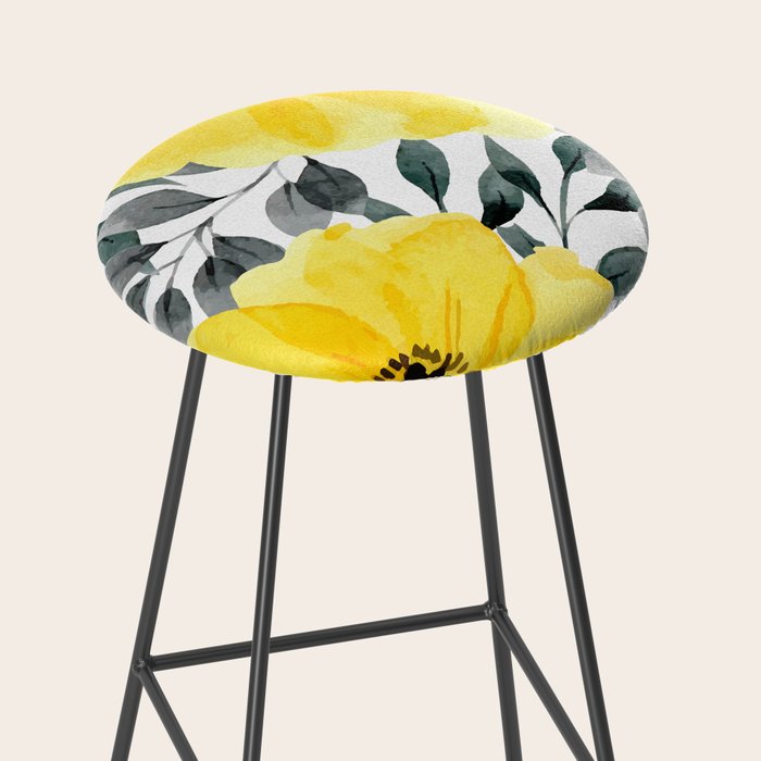 Big yellow watercolor flowers Stool Gallery Image 2