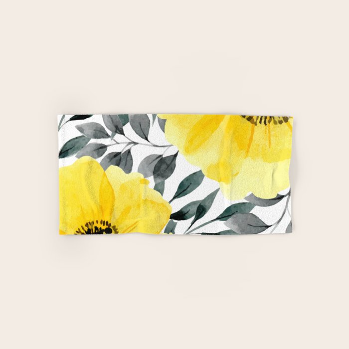 Big yellow watercolor flowers Bath Towel Gallery Image 1