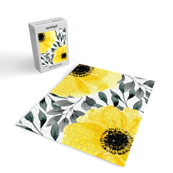 Big yellow watercolor flowers Jigsaw Puzzle Gallery Image 2