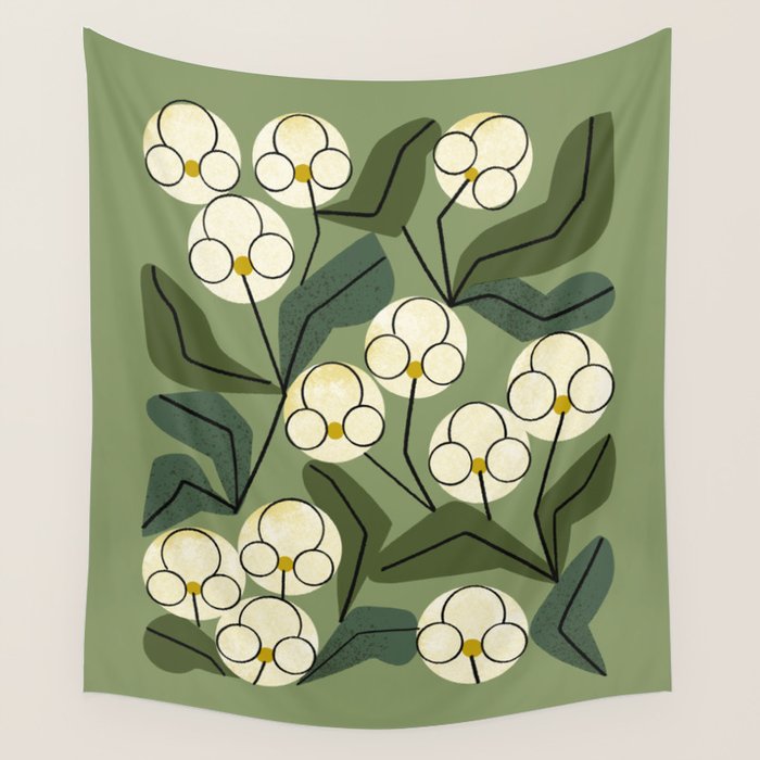 White Orchids Wall Tapestry Gallery Image 4
