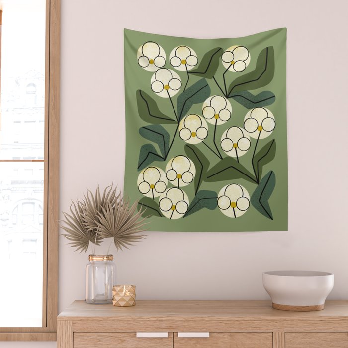 White Orchids Wall Tapestry Gallery Image 2