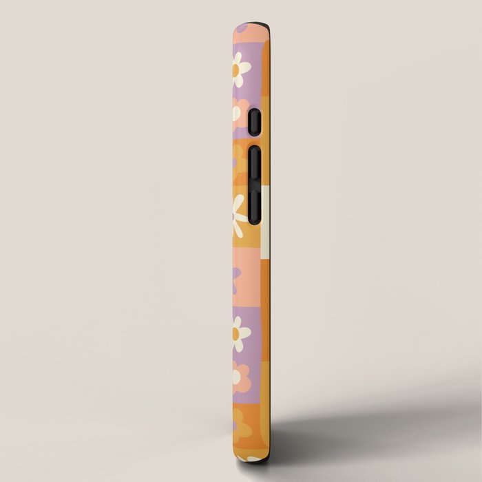 Retro hippie flower mosaic checkered pattern iPhone Case Gallery Image 2