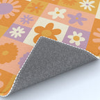 Retro hippie flower mosaic checkered pattern Rug Gallery Image 4