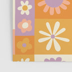 Retro hippie flower mosaic checkered pattern Poster Gallery Image 3