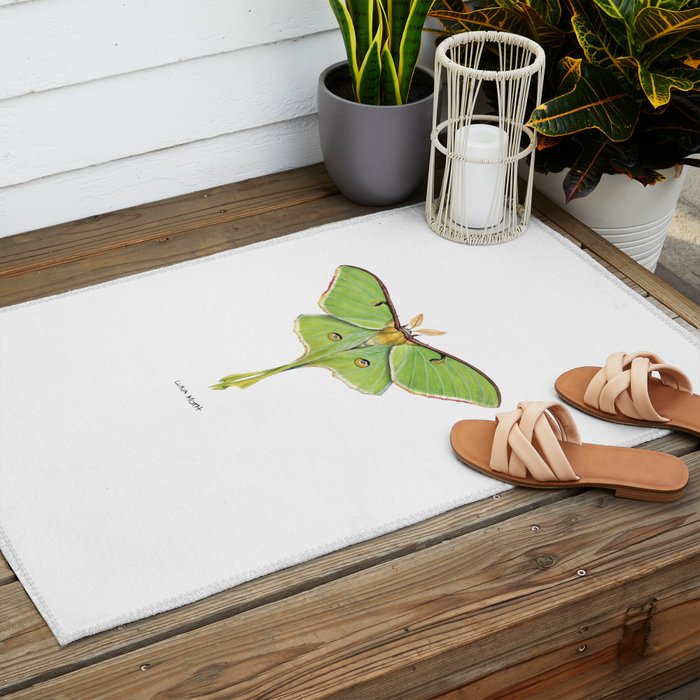 Luna Moth (Actias luna) II Outdoor Rug Gallery Image 2