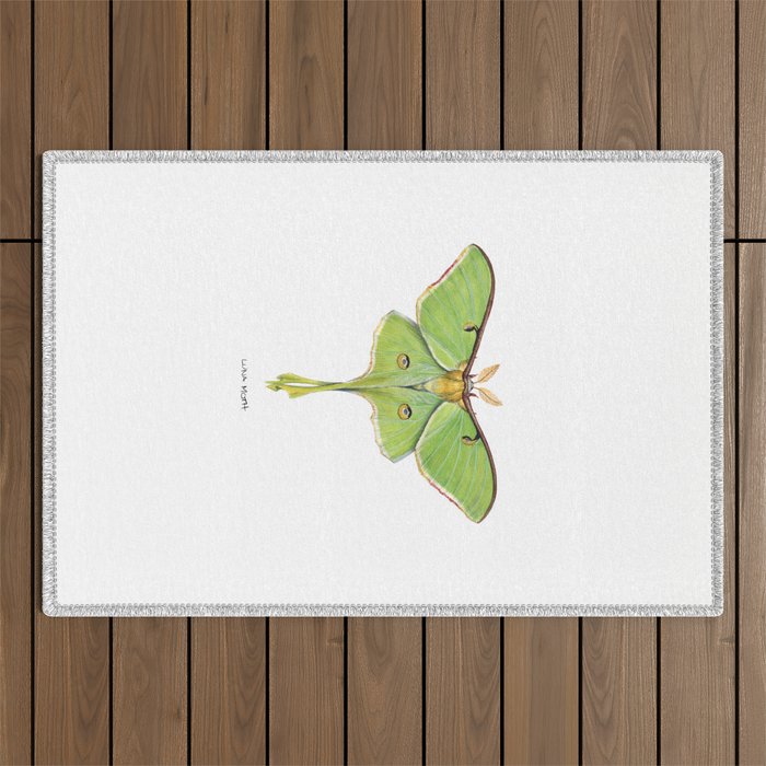 Luna Moth (Actias luna) II Outdoor Rug Gallery Image 1