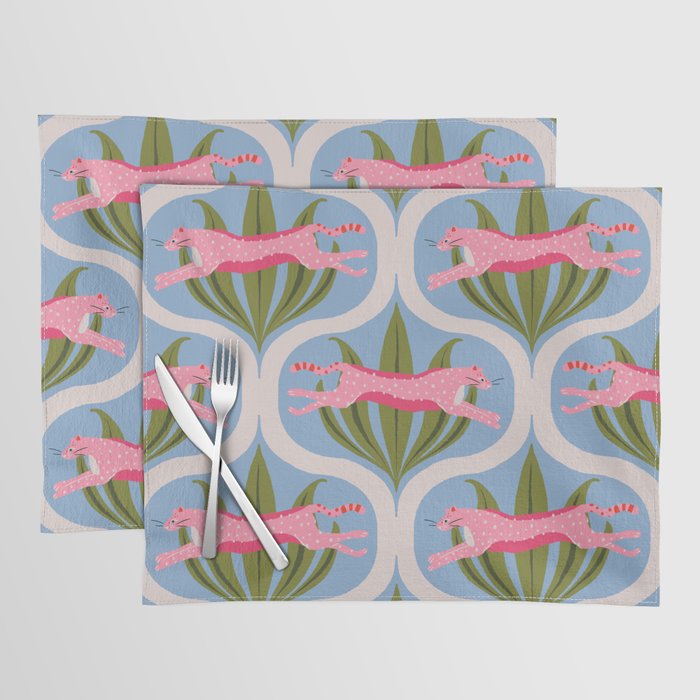 Modern Preppy Leopard Cat Jungle Oasis Placemat Gallery Image 1