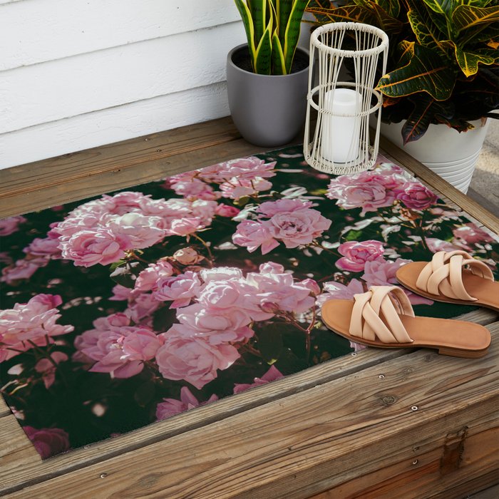 Light Pink Roses Outdoor Rug Gallery Image 2