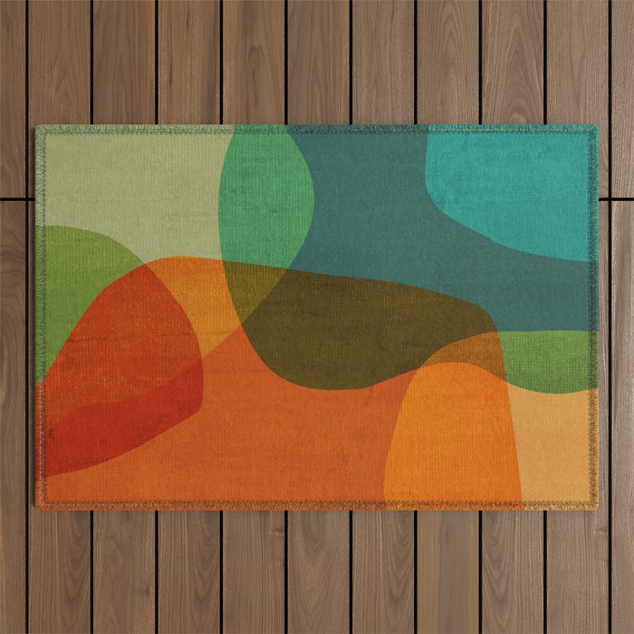 Mid-Century Modern Digital Art Outdoor Rug Gallery Image 1