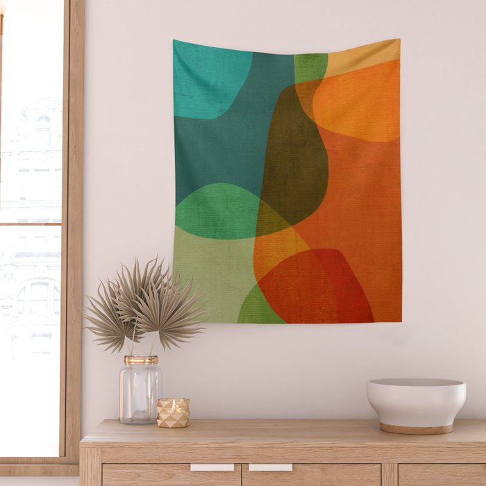 Mid-Century Modern Digital Art Wall Tapestry Gallery Image 2