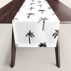 Black and white palm tree beach doodle pattern Table Runner Gallery Image 1