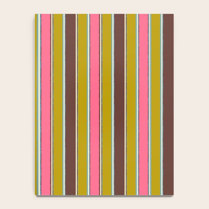 Retro Eclectic Watercolor Paper Stripes Vertical Pattern Pink Chartreuse Brown Blue Cream Notebook Gallery Image 4