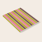 Retro Eclectic Watercolor Paper Stripes Vertical Pattern Pink Chartreuse Brown Blue Cream Notebook Gallery Image 2