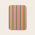 Retro Eclectic Watercolor Paper Stripes Vertical Pattern Pink Chartreuse Brown Blue Cream Bath Mat Gallery Image 1