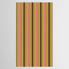 Retro Eclectic Watercolor Paper Stripes Vertical Pattern Pink Chartreuse Brown Blue Cream Tablecloth Gallery Image 2