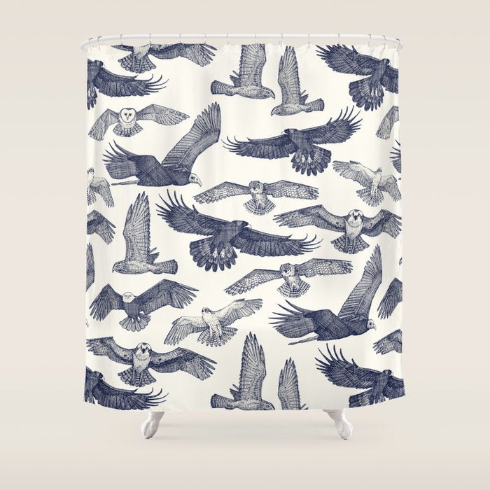 birds of prey blue Shower Curtain Gallery Image 1