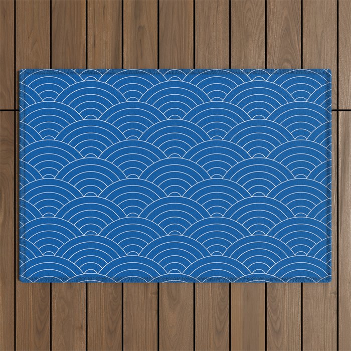 Seigaiha (Sapphire Blue) Outdoor Rug Gallery Image 1