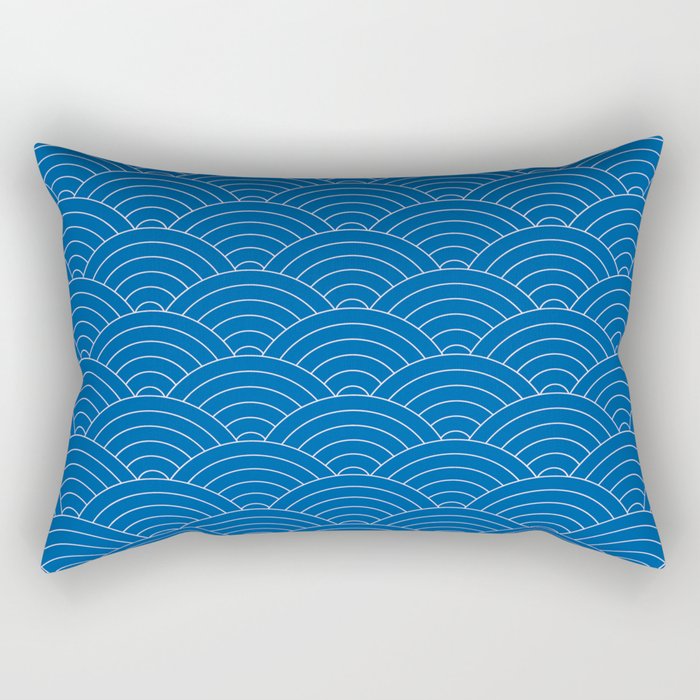 Seigaiha (Sapphire Blue) Rectangular Pillow Gallery Image 1