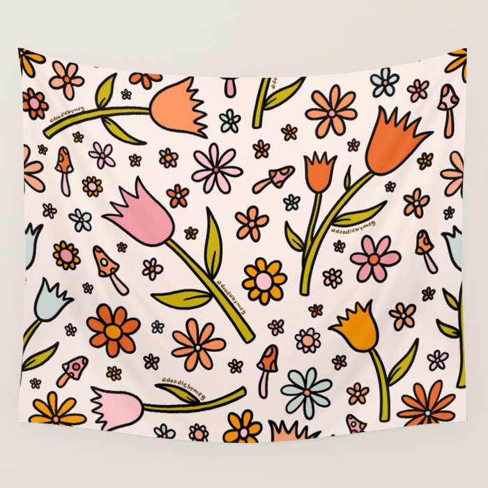 Tulip Print Wall Tapestry Gallery Image 1