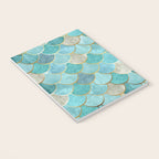 Moroccan Mermaid Fish Scale Pattern, Aqua,Teal Notebook Gallery Image 3