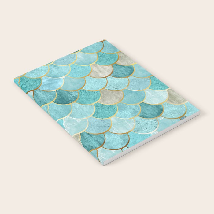 Moroccan Mermaid Fish Scale Pattern, Aqua,Teal Notebook Gallery Image 2