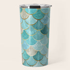 Moroccan Mermaid Fish Scale Pattern, Aqua,Teal Travel Mug Gallery Image 1