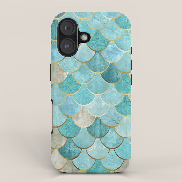 Moroccan Mermaid Fish Scale Pattern, Aqua,Teal iPhone Case Gallery Image 1