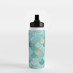 Moroccan Mermaid Fish Scale Pattern, Aqua,Teal Water Bottle Gallery Image 2